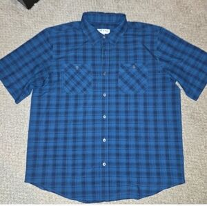 Men's Orvis Blue Plaid Short-Sleeve Button-Up Shirt Size XL